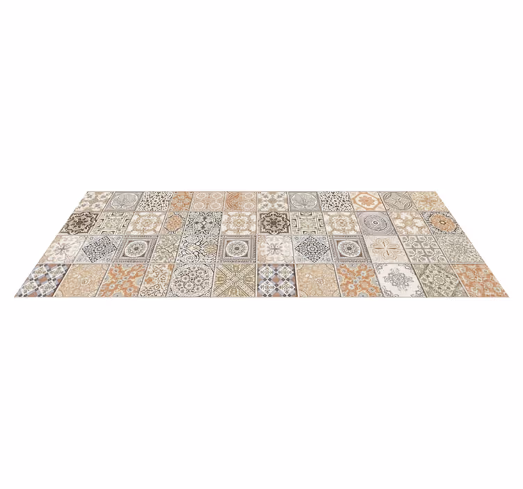 Tapis vinyle cuisine collage vintage chaleureux - TenStickers