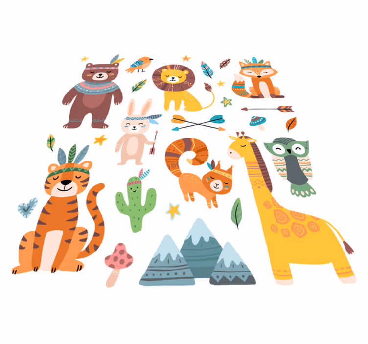 Tapis vinyle animal animaux sauvages bébés - TenStickers