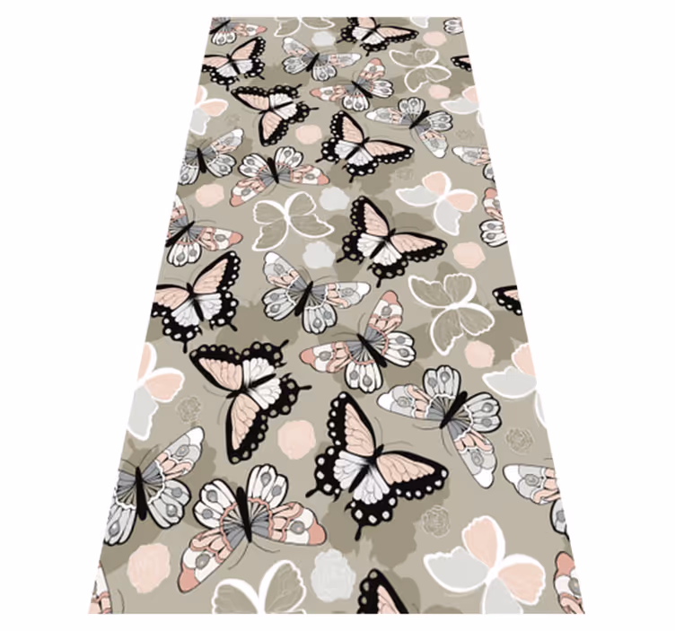 Tapis vinyle animal papillons volants beiges - TenStickers