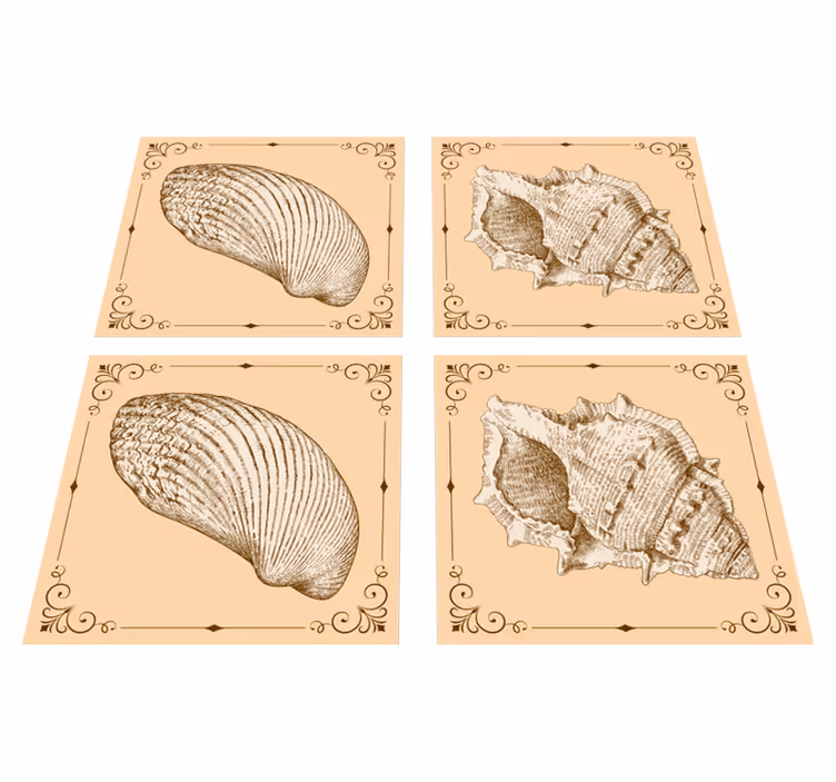 Tapis vinyle animal coquillages vintage - TenStickers