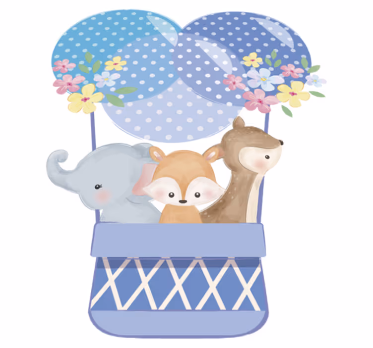 Tapis vinyle animal montgolfière animaux aquarelle - TenStickers