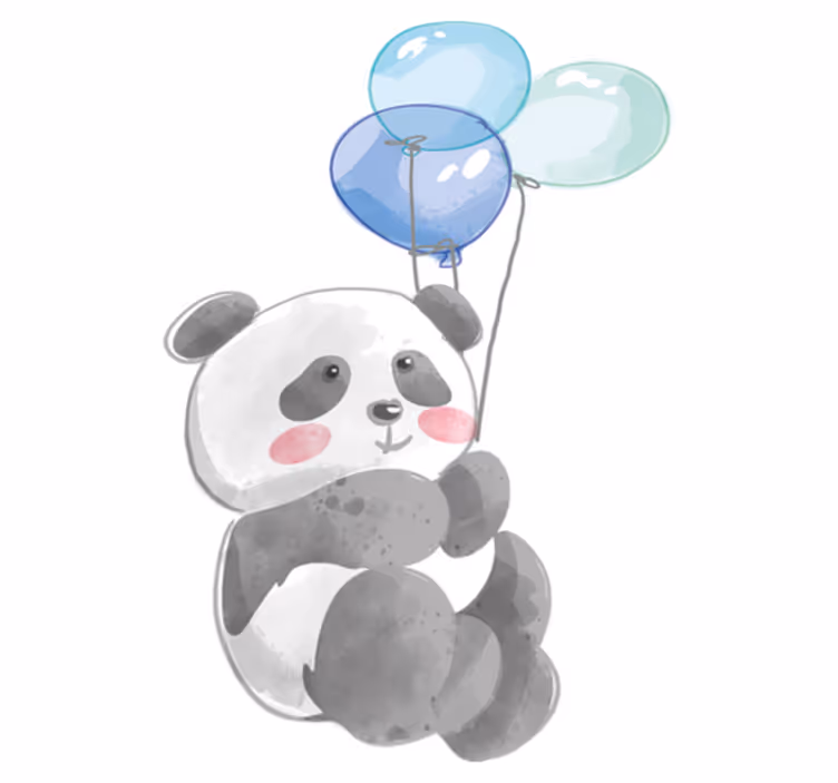 Tapis vinyle animal bébé banda tenant trois ballons - TenStickers