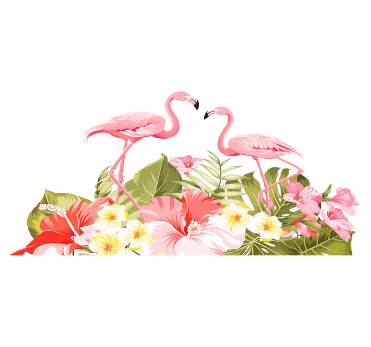 Tapis vinyle animal fleur tropicale flamant rose - TenStickers