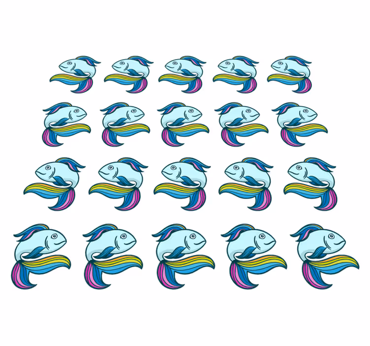 Tapis vinyle animal poisson néon bleu - TenStickers