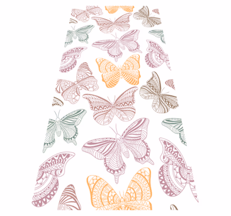 Tapis vinyle animal papillons ornementaux colorés - TenStickers