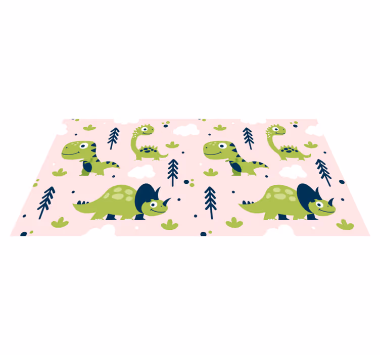 Tapis vinyle animal petits dinosaures verts - TenStickers