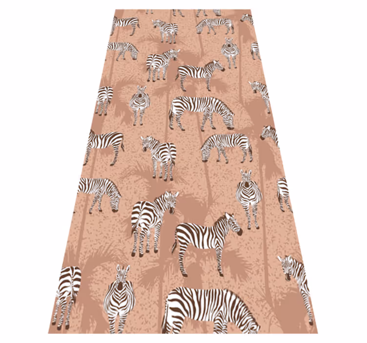 Tapis vinyle animal zèbre et palmiers marron - TenStickers
