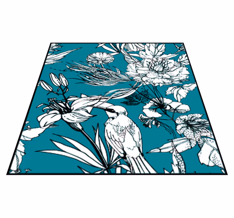Tapis vinyle animal motif élégant oiseaux sauvages blancs - TenStickers