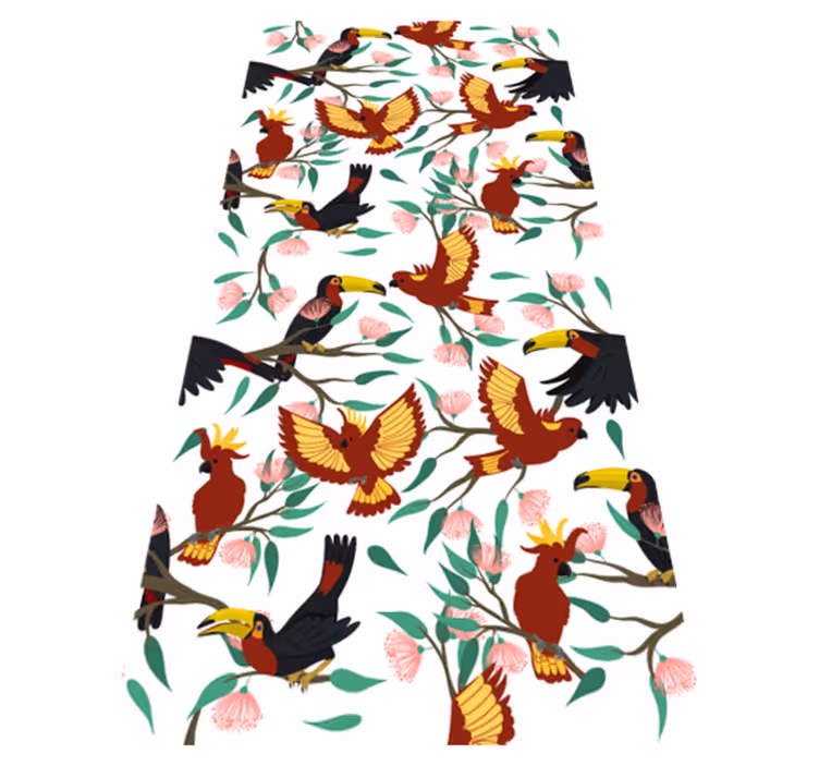 Tapis vinyle animal perroquets et toucans volants - TenStickers