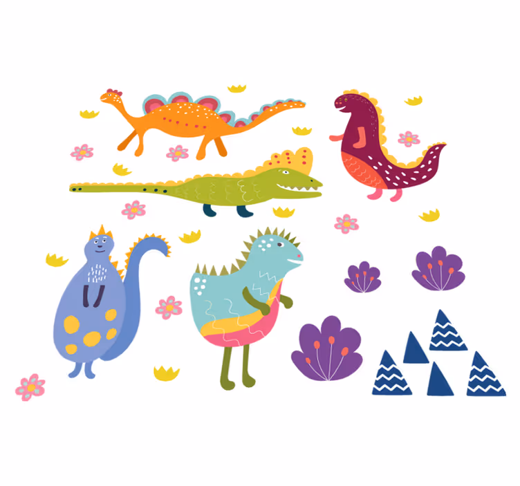 Tapis vinyle animal dinosaure nordique peint à la main - TenStickers