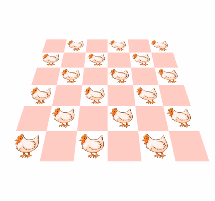 Tapis vinyle animal carreaux roses avec coqs - TenStickers