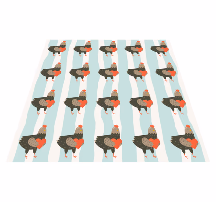 Tapis vinyle animal rayures blanches et coqs - TenStickers