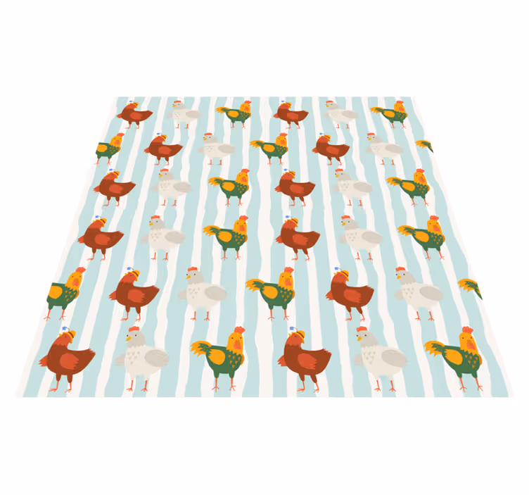 Tapis vinyle animal rayures verticales avec coqs - TenStickers