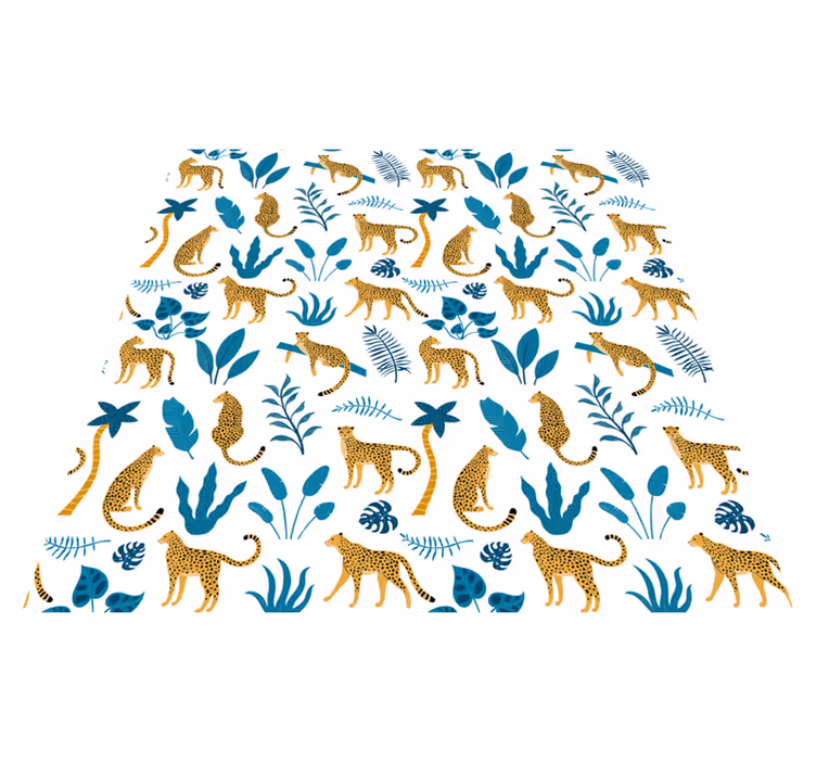 Tapis vinyle animal botanique et léopards - TenStickers