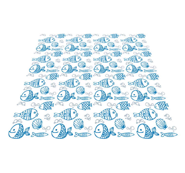 Tapis vinyle animal poissons bleus dessinés - TenStickers
