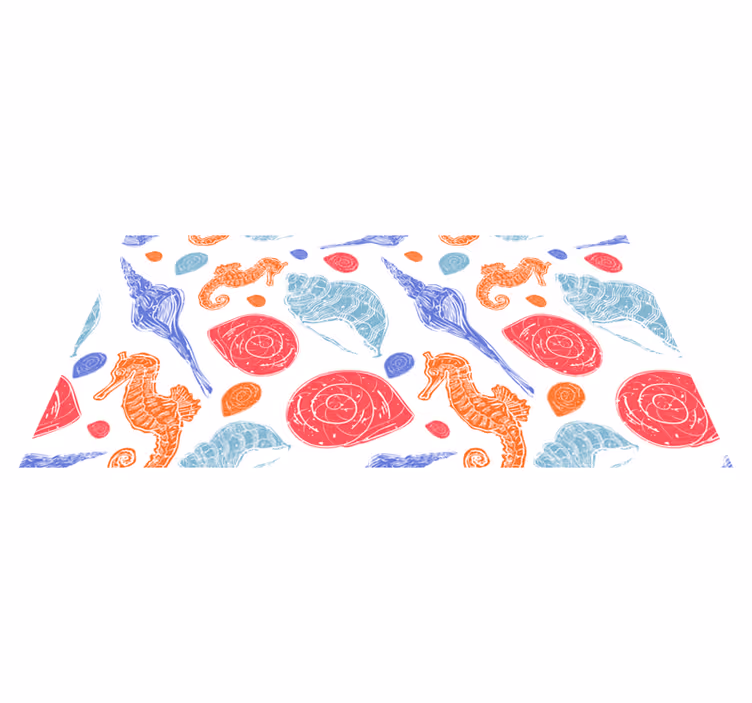 Tapis vinyle animal créatures marines colorées - TenStickers