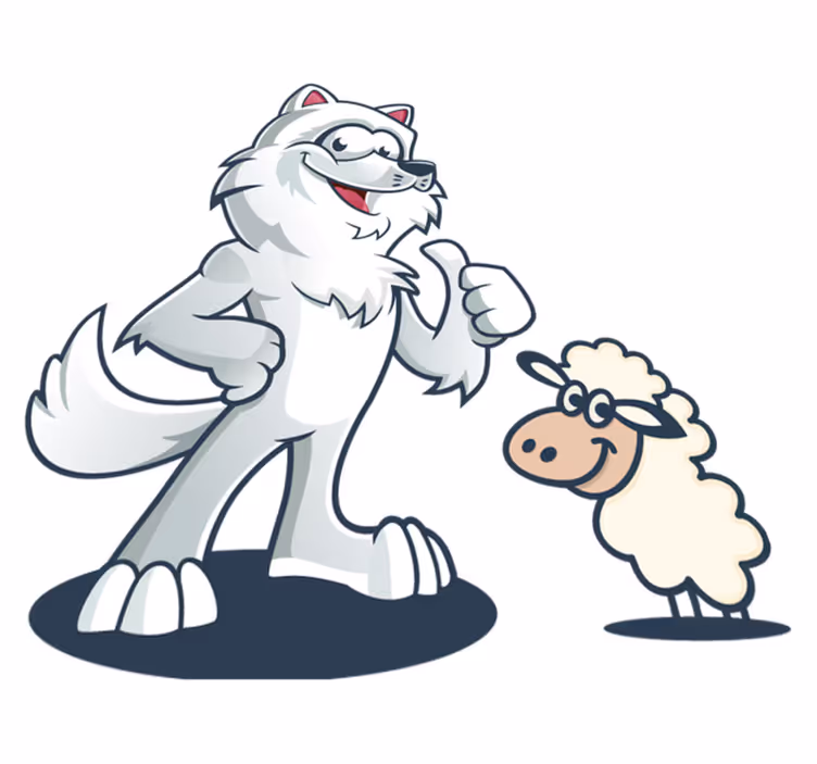 Tapis vinyle animal personnage de loup joyeux - TenStickers