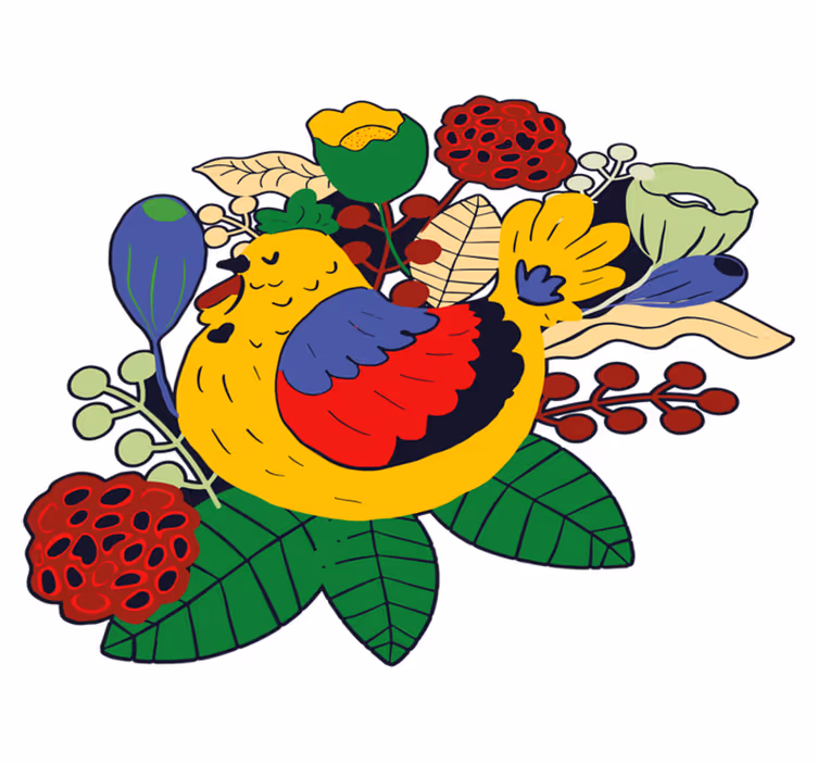 Tapis vinyle animal oiseaux colorés et floraux - TenStickers
