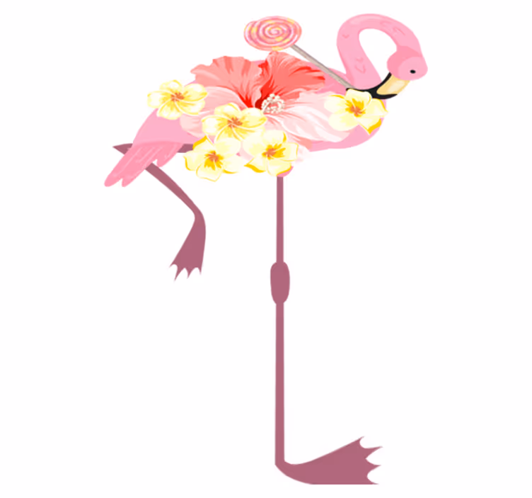 Tapis vinyle animal flamant rose floral - TenStickers