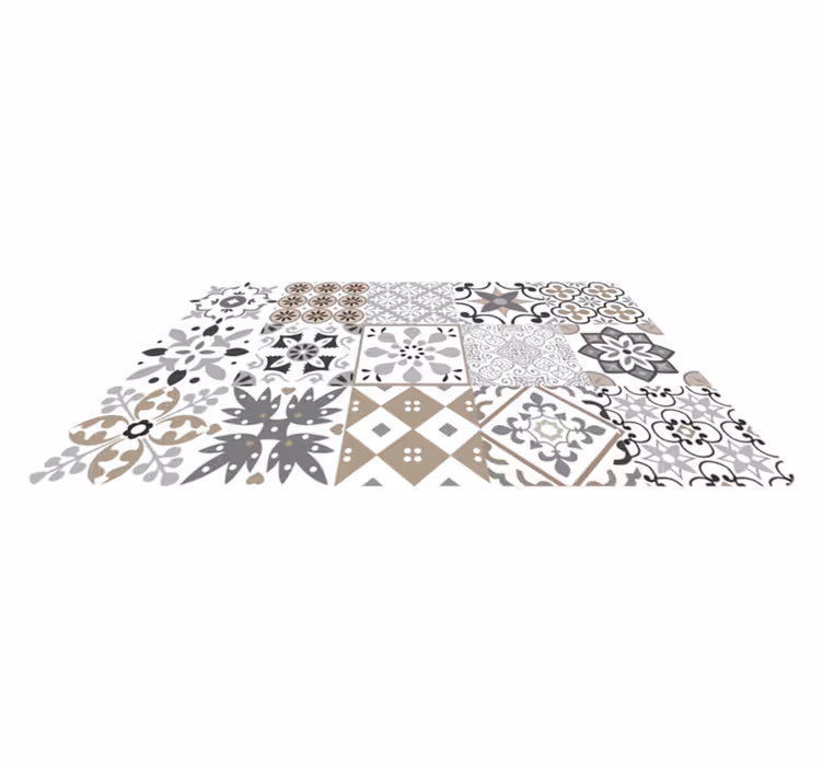 Tapis vinyle cuisine mosaïque de carreaux géométriques - TenStickers