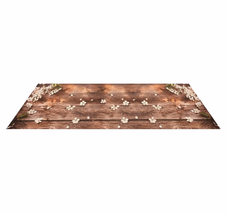Tapis vinyle cuisine motif bois floral - TenStickers