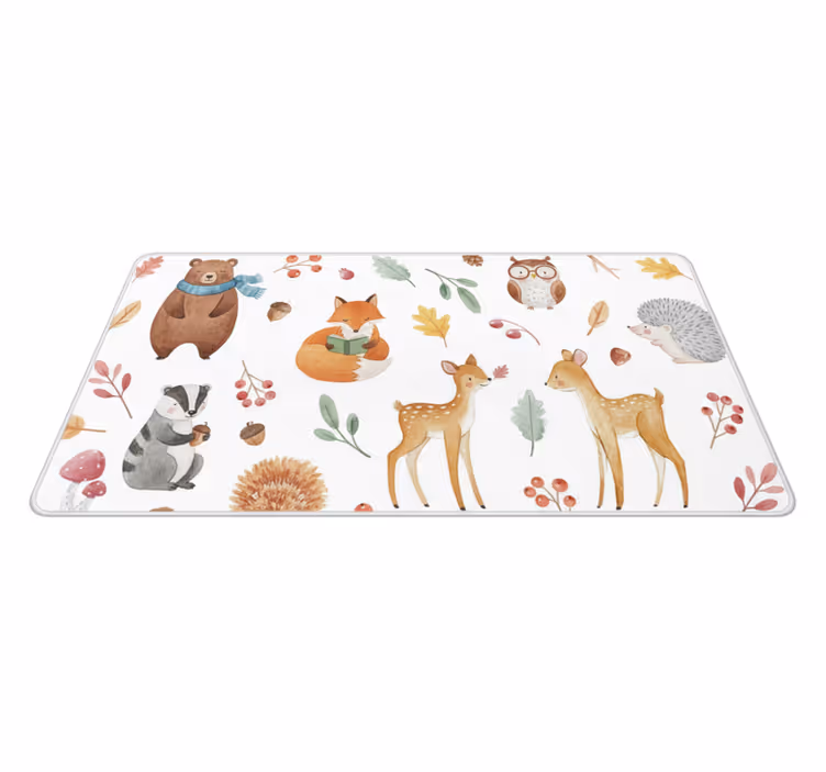 Tapis vinyle cuisine aquarelle forêt féerique - TenStickers