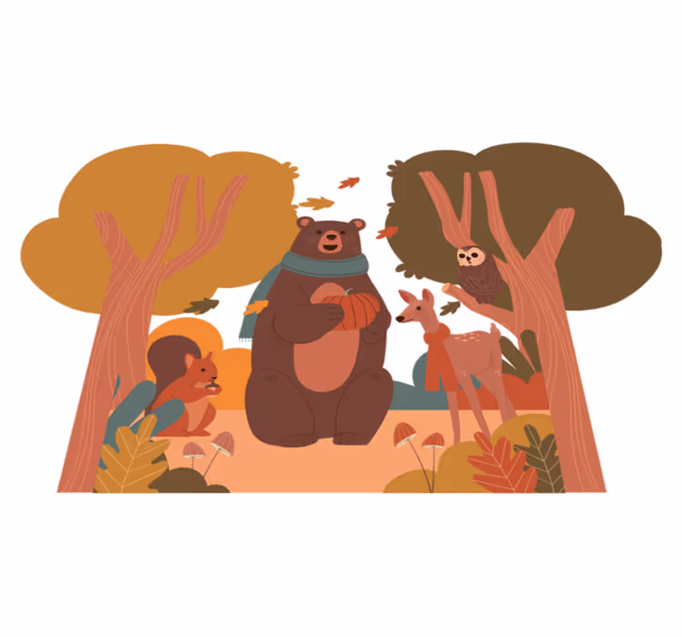 Tapis vinyle animal créatures forestières d'automne - TenStickers