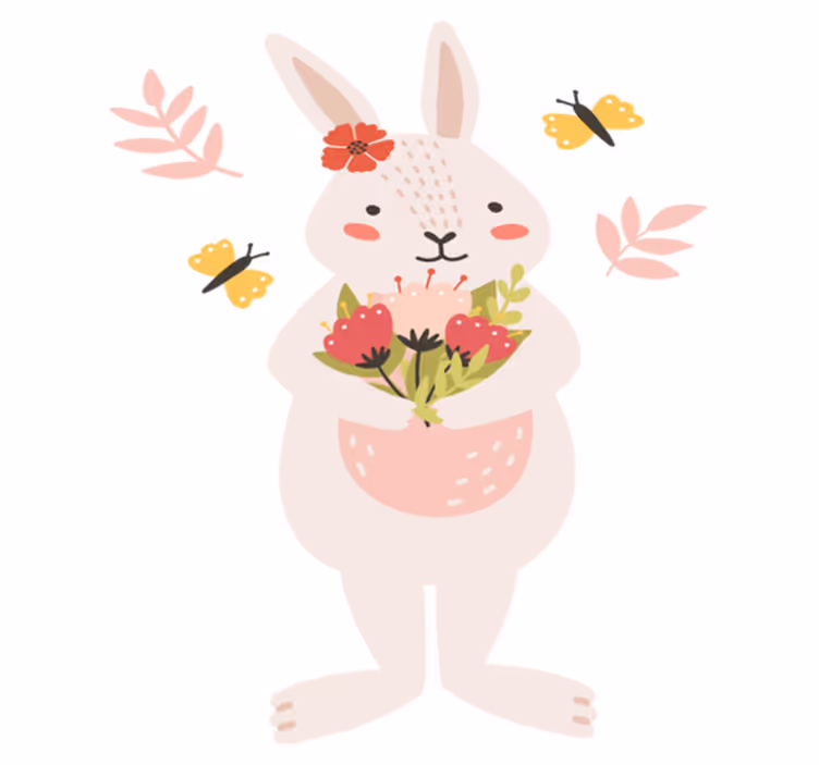 Tapis vinyle animal œuvre d'art adorable lapin - TenStickers