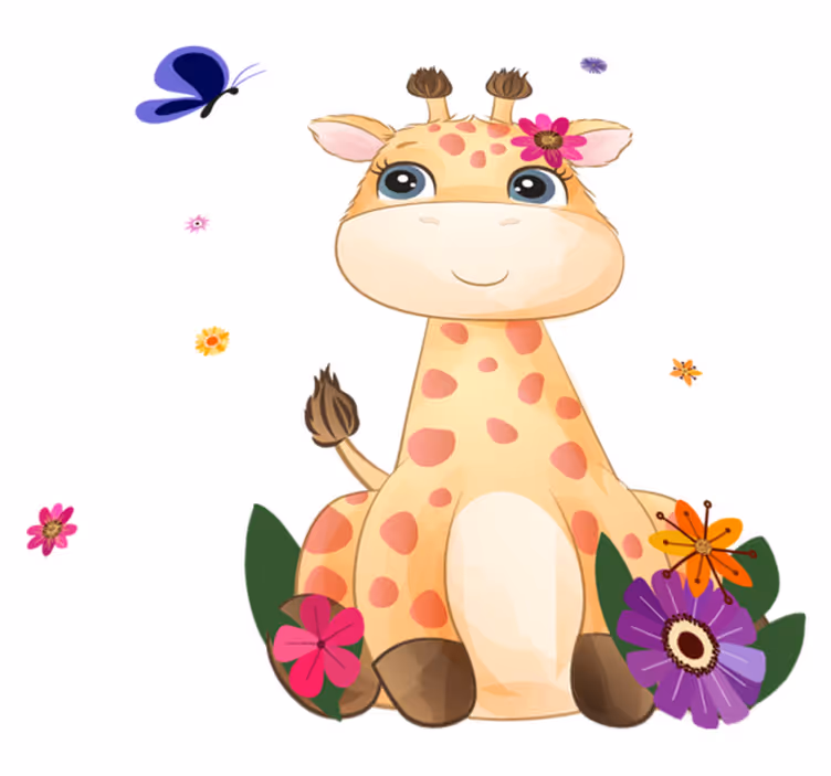 Tapis vinyle animal girafe fille afrique sauvage - TenStickers