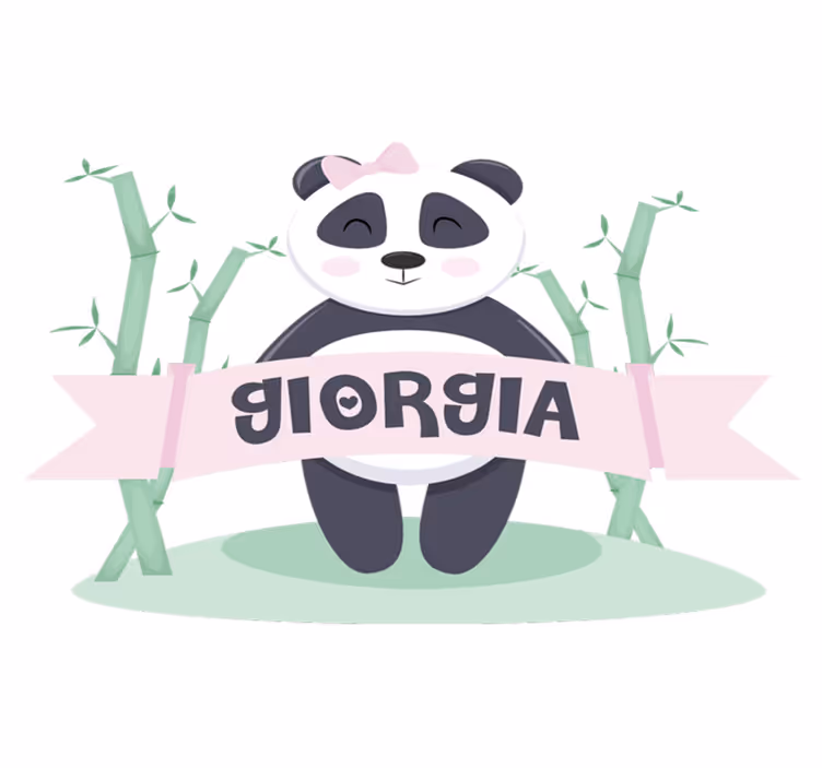 Tapis vinyle animal bébé panda fille avec prénom - TenStickers