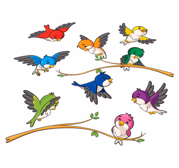 Tapis vinyle animal oiseaux colorés - TenStickers