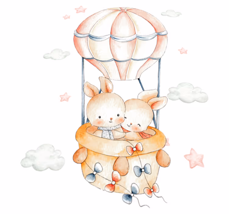 Tapis vinyle animal lapins pastel sur ballons - TenStickers