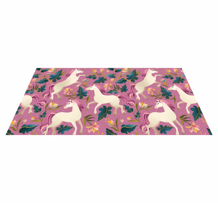 Tapis vinyle animal design de cheval floral rose - TenStickers