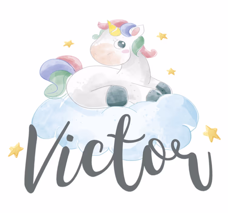 Tapis vinyle animal licorne aquarelle et nuages - TenStickers