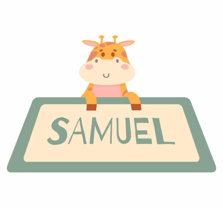 Tapis vinyle animal étiquette girafe avec nom - TenStickers