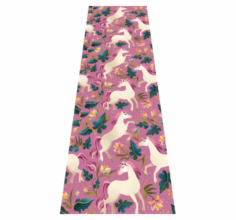 Tapis vinyle animal design floral et rose de cheval - TenStickers