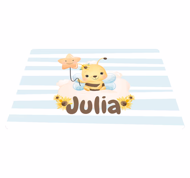 Tapis vinyle animal abeille mignonne avec nom - TenStickers