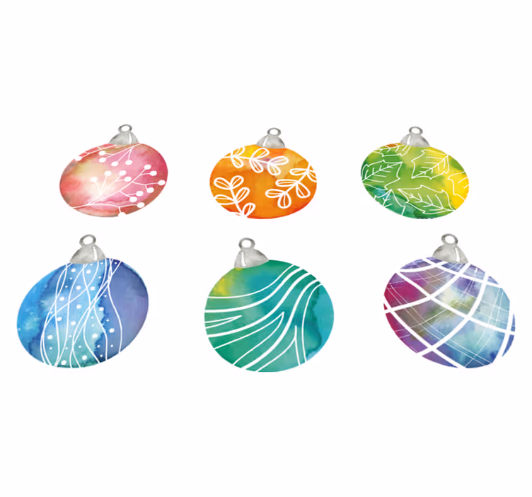 Tapis vinyle noël ornements de noël aquarelle - TenStickers