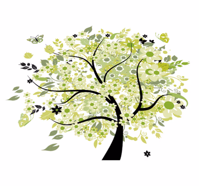 Tapis vinyle plantes arbre vert de printemps - TenStickers