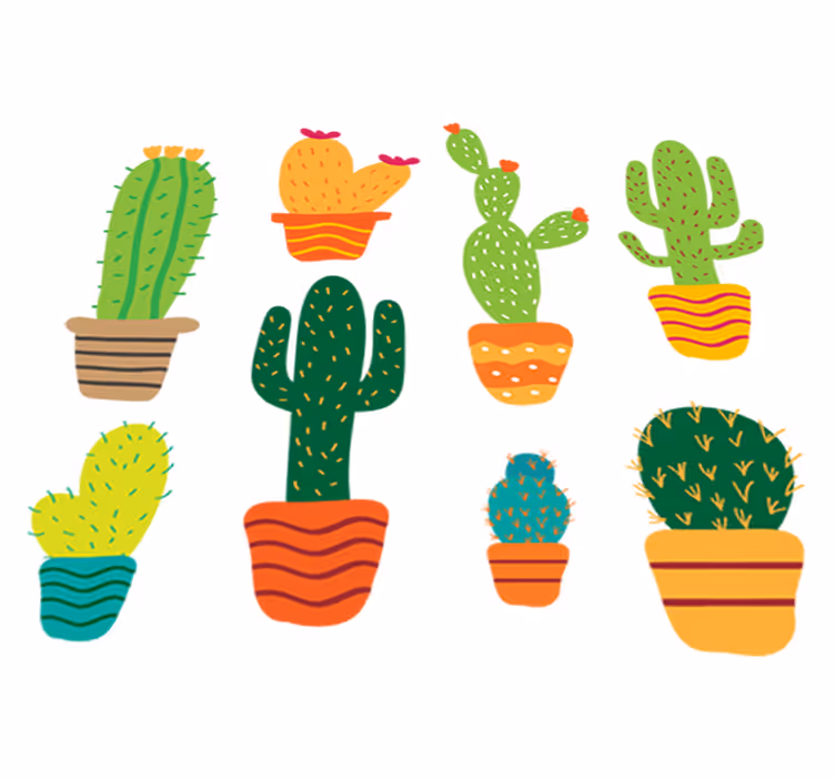 Tapis vinyle plantes pack de cactus colorés - TenStickers