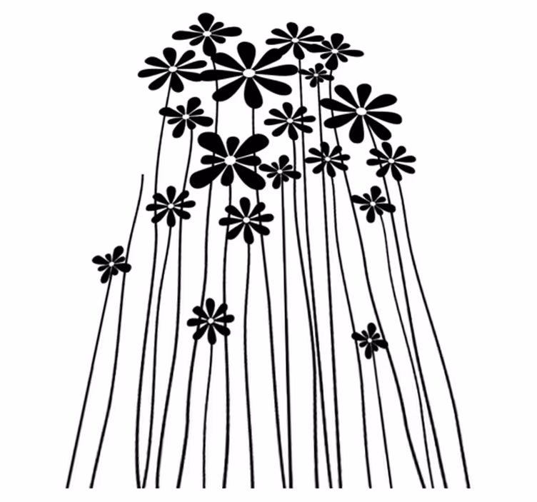 Tapis vinyle plantes fleurs noires grandes - TenStickers