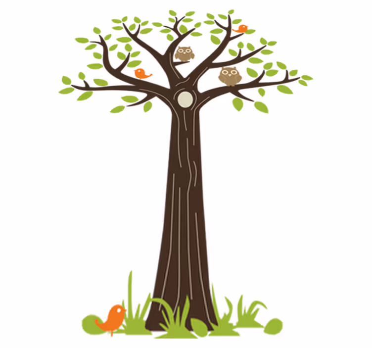 Tapis vinyle plantes hiboux et arbres - TenStickers