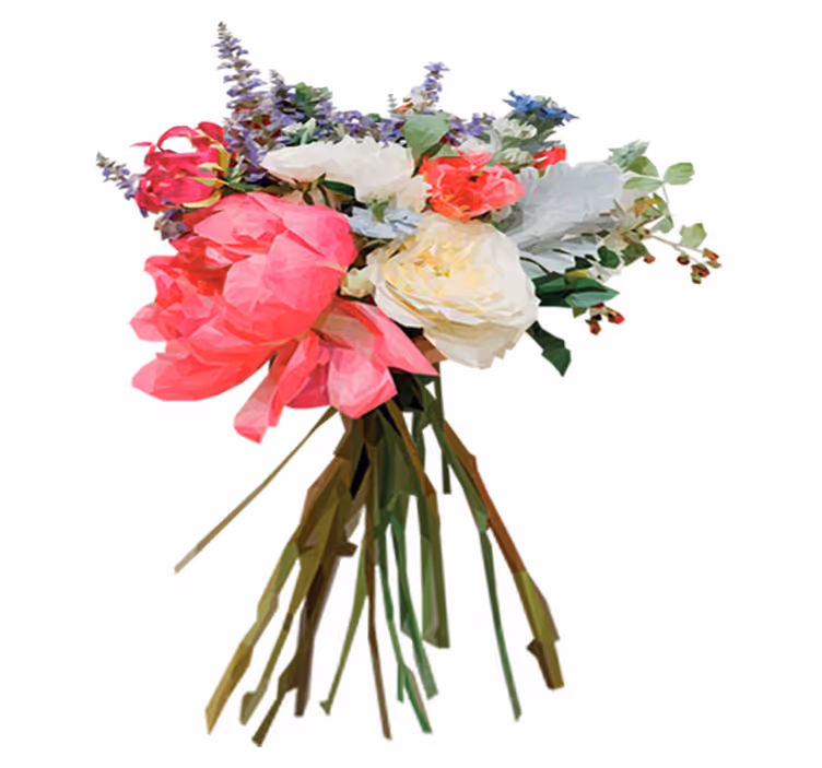 Tapis vinyle plantes bouquet géométrique - TenStickers