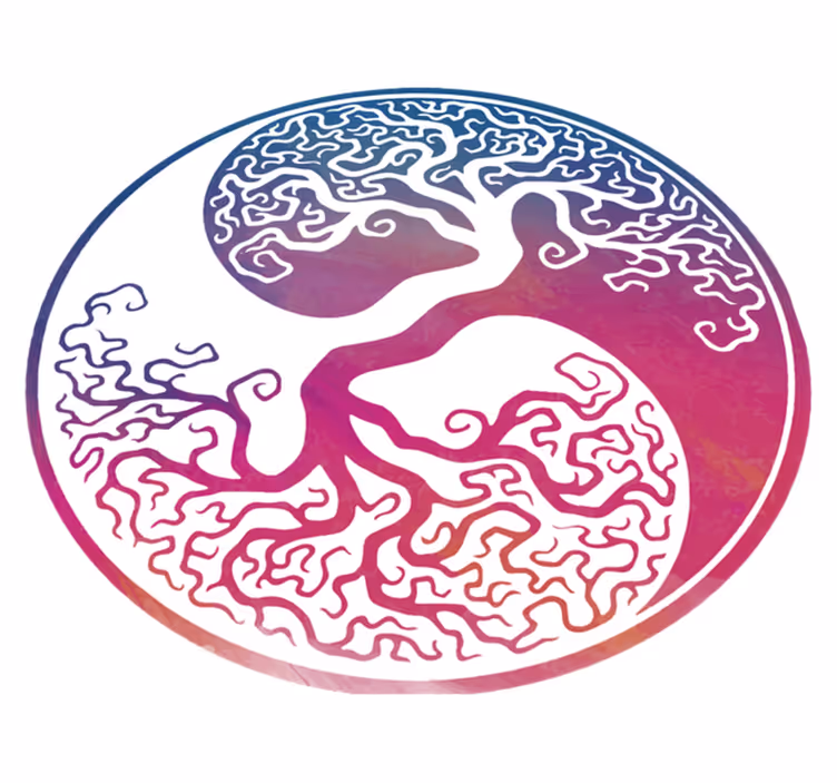 Tapis vinyle plantes arbre de vie yin yang - TenStickers