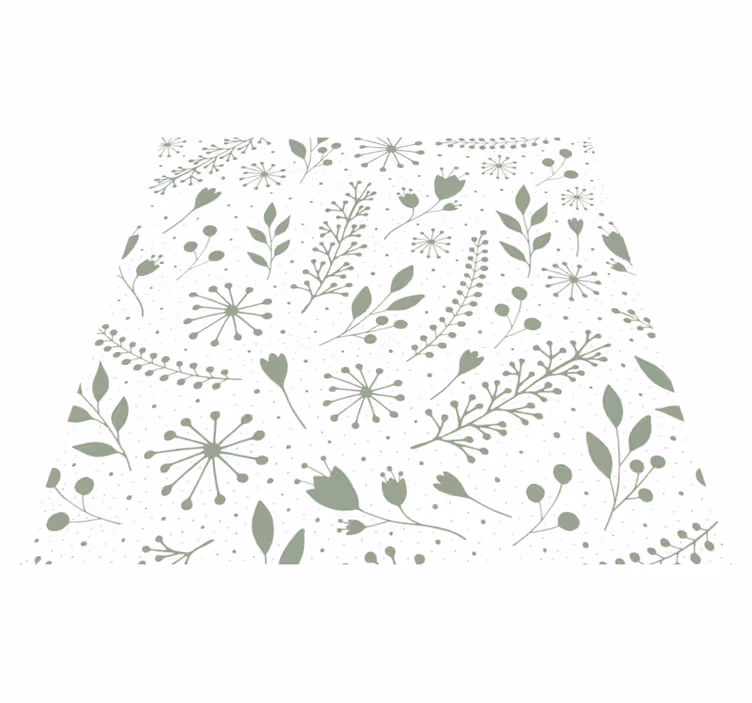 Tapis vinyle plantes feuilles vertes et fleurs - TenStickers
