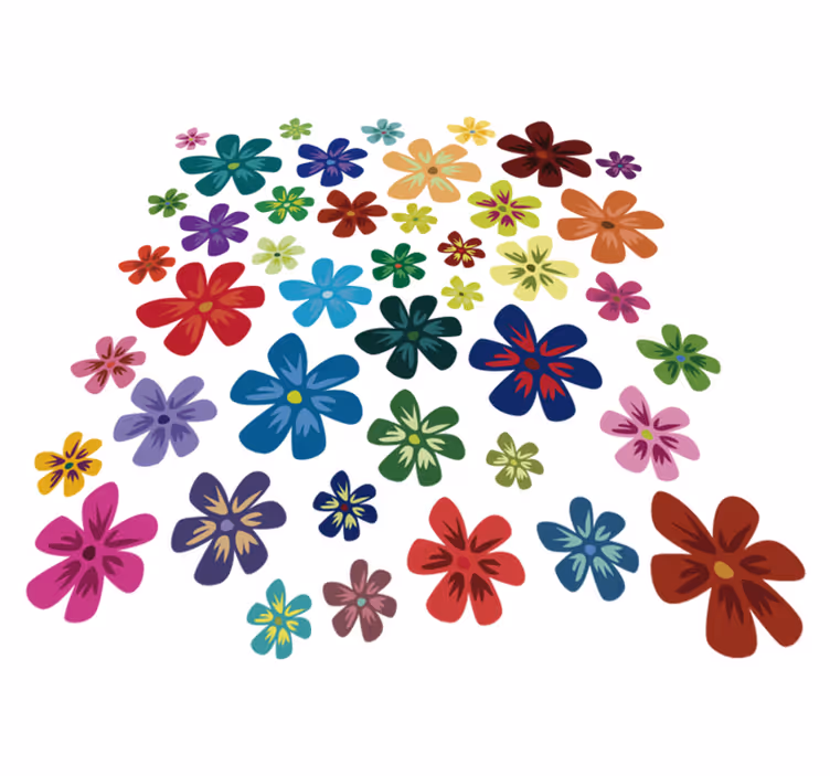 Tapis vinyle plantes fleurs colorées - TenStickers
