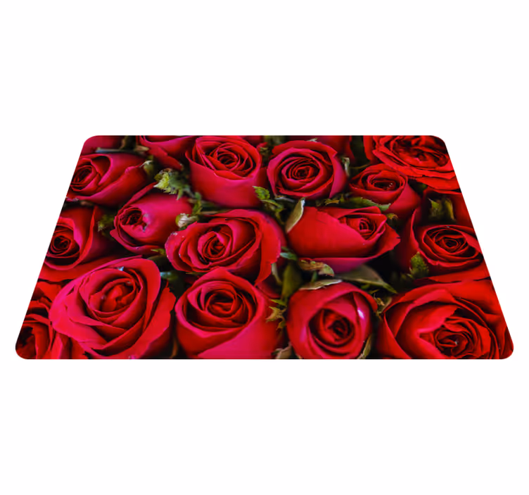 Tapis vinyle plantes style floral rouge - TenStickers