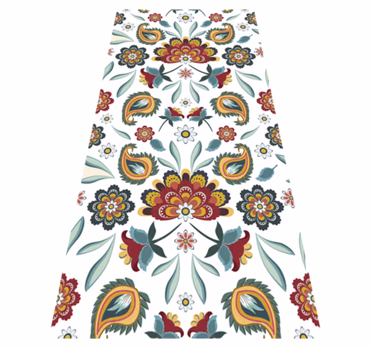 Tapis vinyle plantes motif floral ethnique - TenStickers