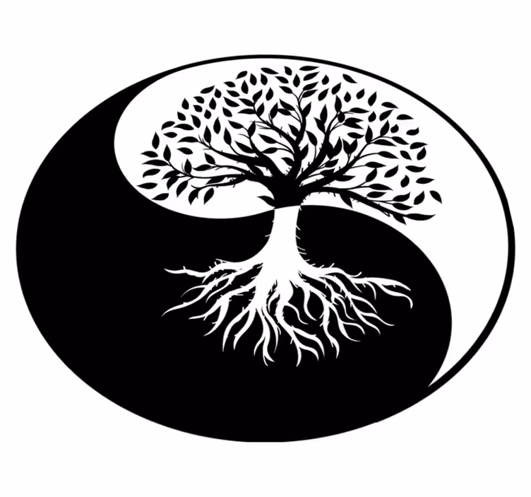 Tapis vinyle plantes arbre de vie yin et yang - TenStickers