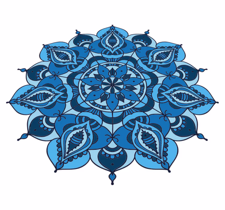 Tapis vinyle plantes mandala bleu lotus - TenStickers